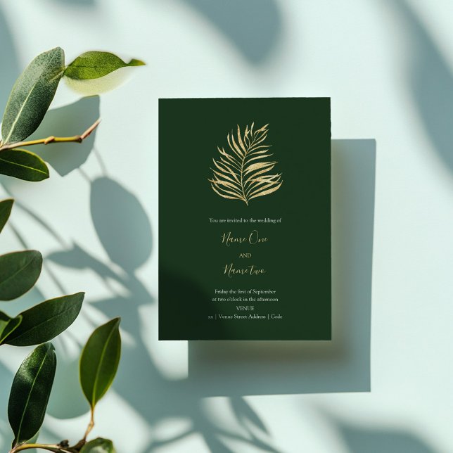 Invitación a la boda de la hoja de oro (Gold forrest leaf wedding invitation)