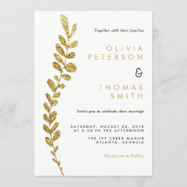 Invitación a la boda de la hoja de oro de Faux edi