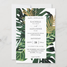 Invitación a la boda de la hoja de palma tropical