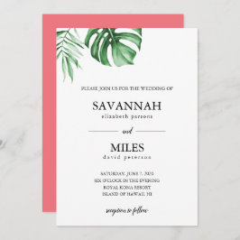 Invitación a la boda de la hoja de palma tropical