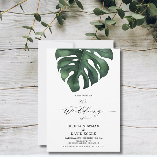 Invitación a la boda de la hoja de palma tropical (Subido por el creador)