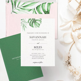 Invitación a la boda de la hoja de palma tropical