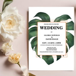 Invitación a la boda de la hoja de palma tropical 