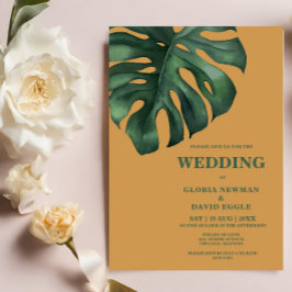 Invitación a la boda de la hoja de palma tropical