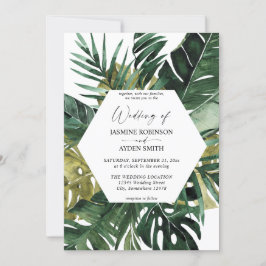 Invitación a la boda de la hoja de palma tropical