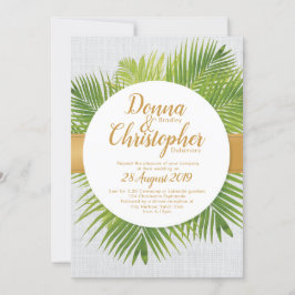 Invitación a la boda de la hoja de palma tropical