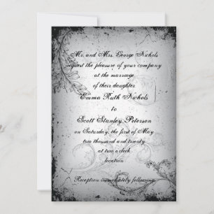 Invitación a la boda de la hoja de pergamino gris