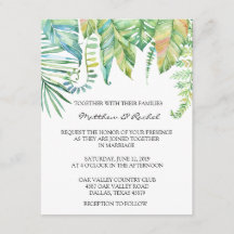 Invitación a la boda de la hoja tropical