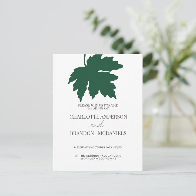 Invitación a la boda de la hoja verde de arce (Anverso de pie)
