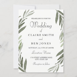 Invitación a la boda de la hoja verde de color de 