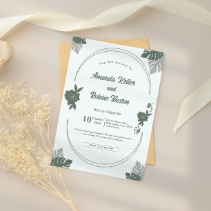 Invitación a la boda de la hoja verde tropical