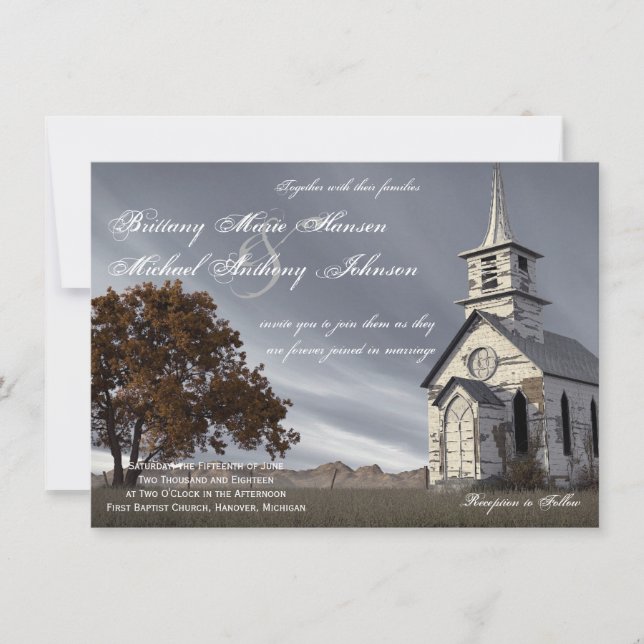 Invitación a la boda de la iglesia de los robles (Anverso)