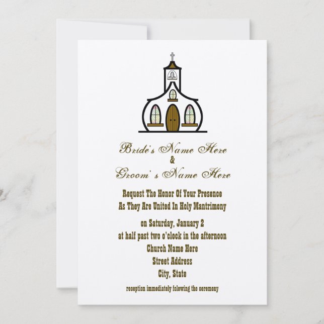 Invitación a la boda de la iglesia - De Novia y Gr (Anverso)