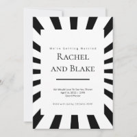 Invitación a la boda de la ilusión óptica en blanc
