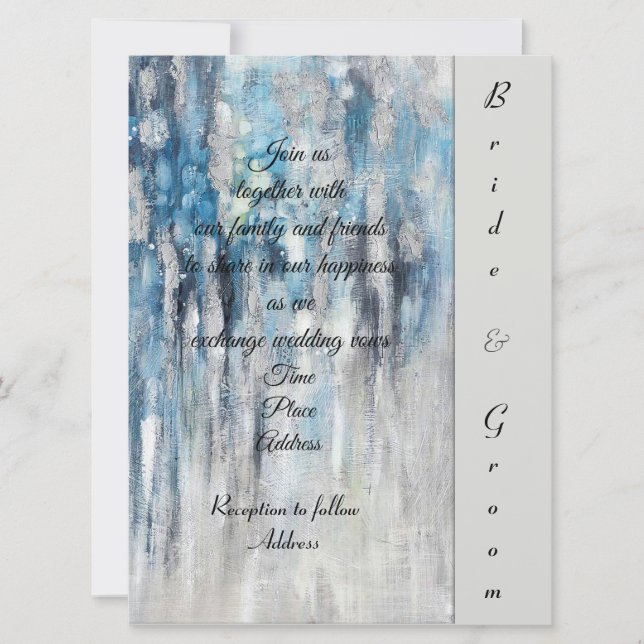 Invitación a la boda de la impresión azul (Anverso)