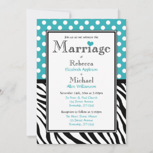 Invitación a la boda de la impresión de cebra turq