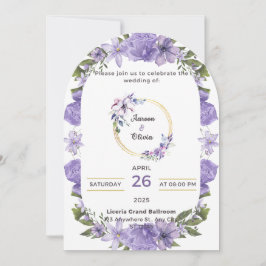 Invitación a la boda de la inspiración púrpura