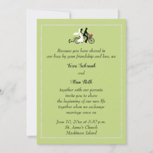 Invitación a la boda de la isla Mackinaw con bicic