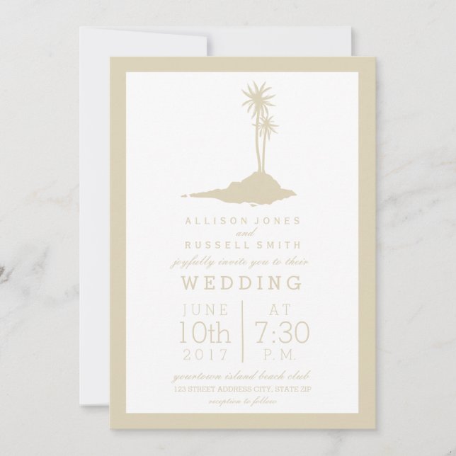 Invitación a la boda de la Isla Moderna - Arena (Anverso)