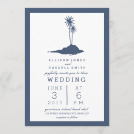 Invitación a la Boda de la Isla Moderna - Azul osc