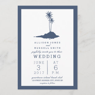 Invitación a la Boda de la Isla Moderna - Azul osc