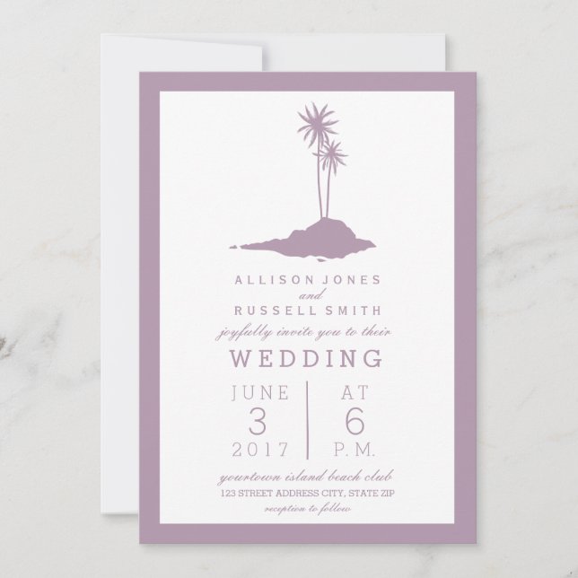 Invitación a la Boda de la Isla Moderna - Violeta (Anverso)