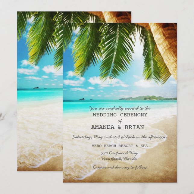 Invitación a la boda de la Isla Tropical (Anverso / Reverso)