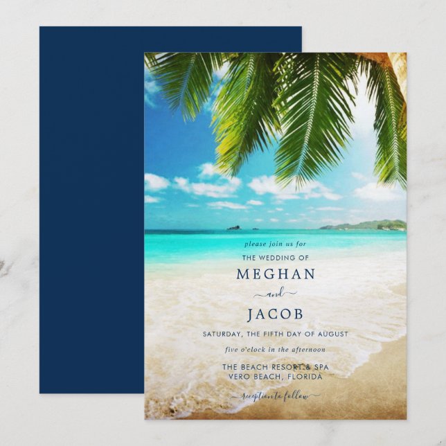 Invitación a la boda de la Isla Tropical (Anverso / Reverso)