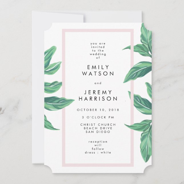 Invitación a la boda de la Isla Tropical Fresca (Anverso)