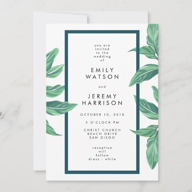 Invitación a la boda de la Isla Tropical Fresca (Anverso)