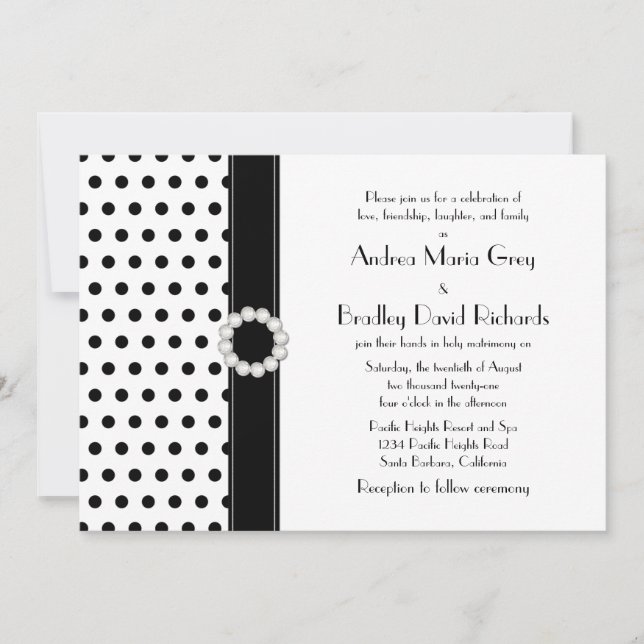 Invitación a la boda de la joya de punto de Polka  (Anverso)