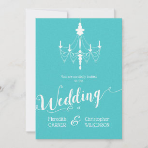Invitación a la boda de la lámpara de araña azul A