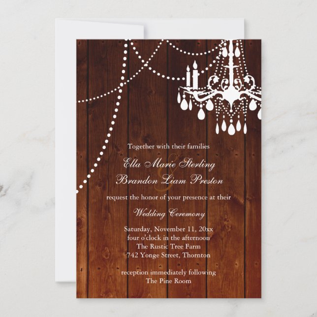Invitación a la boda de la lámpara de araña de Omb (Anverso)