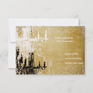 Invitación a la boda de la lámpara de araña de oro
