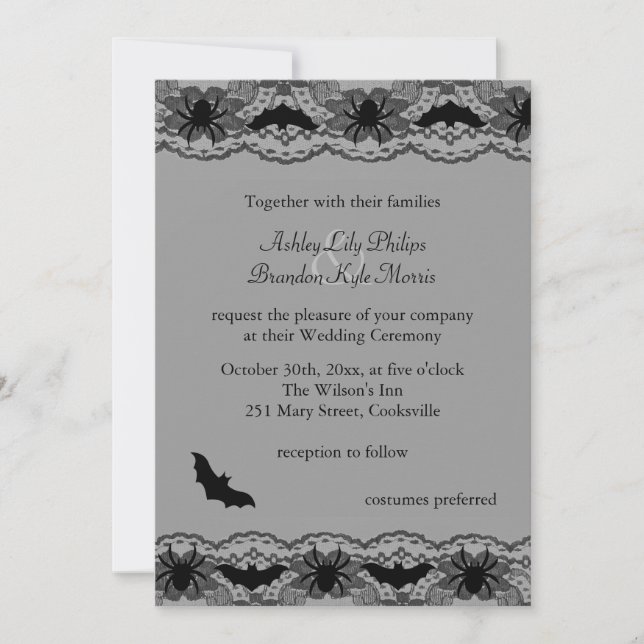 Invitación a la boda de la lámpara de araña negra  (Anverso)