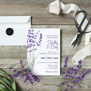 Invitación a la boda de la Lavanda de color de agu