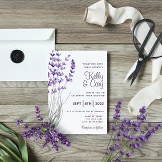 Invitación a la boda de la Lavanda de color de agu