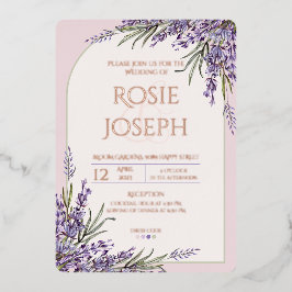 Invitación a la boda de la Lavanda de Relieve meta
