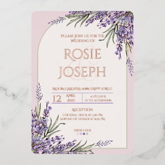 Invitación a la boda de la Lavanda de Relieve meta