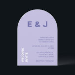 Invitación a la boda de la Lavanda Púrpura Moderna<br><div class="desc">La parte delantera de esta moderna y moderna tarjeta de invitación a la boda incluye letras púrpuras y blancas de lavanda sobre un fondo morado claro. La parte posterior de la tarjeta tiene lavanda lisa morada. Una preciosa tarjeta de invitación para bodas que es fácil de personalizar en línea antes...</div>