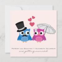 Invitación a la boda de la lechuza cute y la lechu