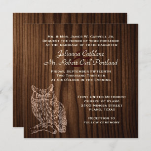 Invitación a la boda de la Lechuza de Madera Oscur
