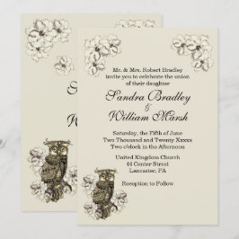 Invitación a la boda de la lechuza dorada casada