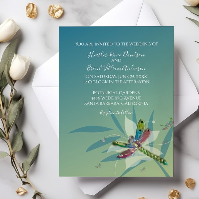 Invitación a la boda de la libélula (Resting Dragonfly Wedding Invitation)