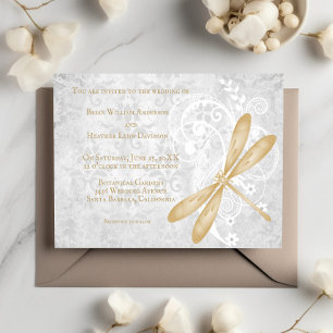 Invitación a la boda de la libélula de oro