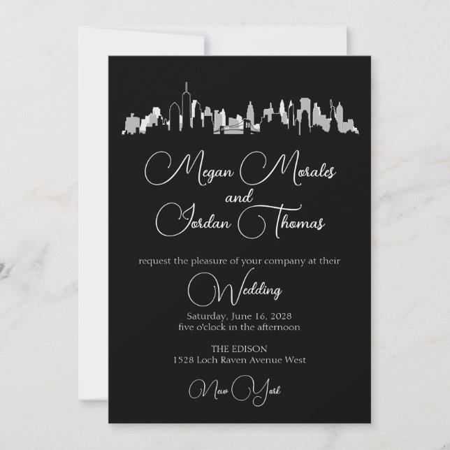 Invitación a la boda de la línea aérea de NYC (Anverso)