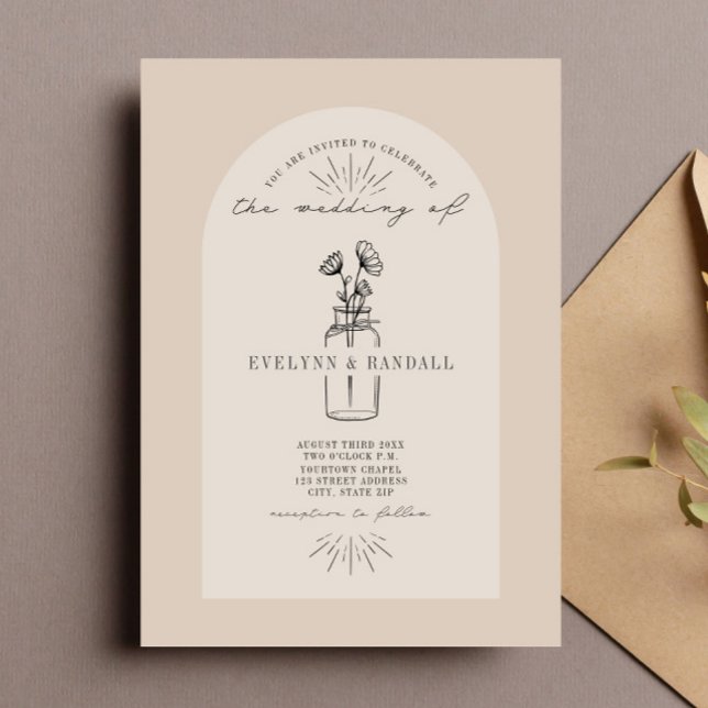 Invitación a la boda de la línea floral apothecary (Subido por el creador)