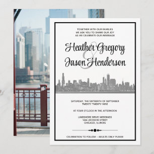 Invitación a la boda de la Línea Skyline de Chicag
