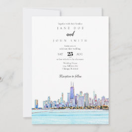 Invitación a la boda de la Línea Skyline de Chicag