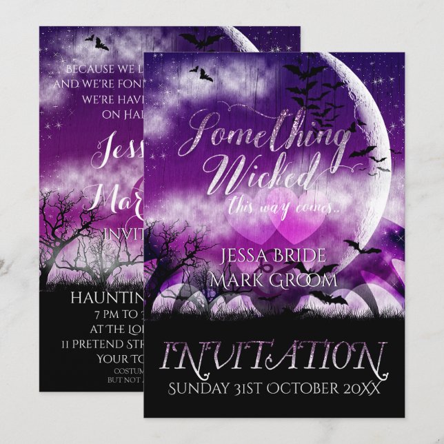 Invitación a la boda de la luna de amor de Hallowe (Anverso / Reverso)